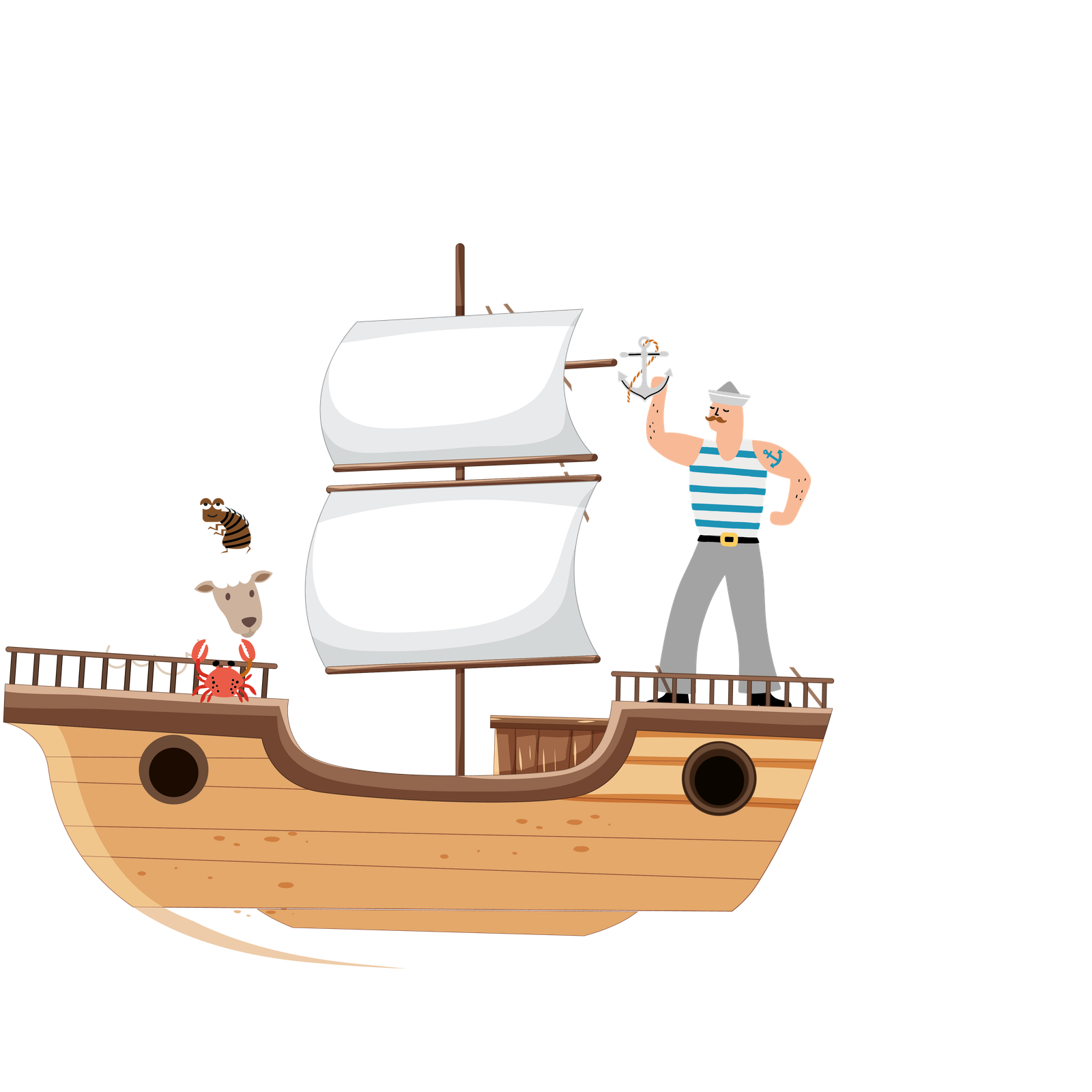 Navio com personagens