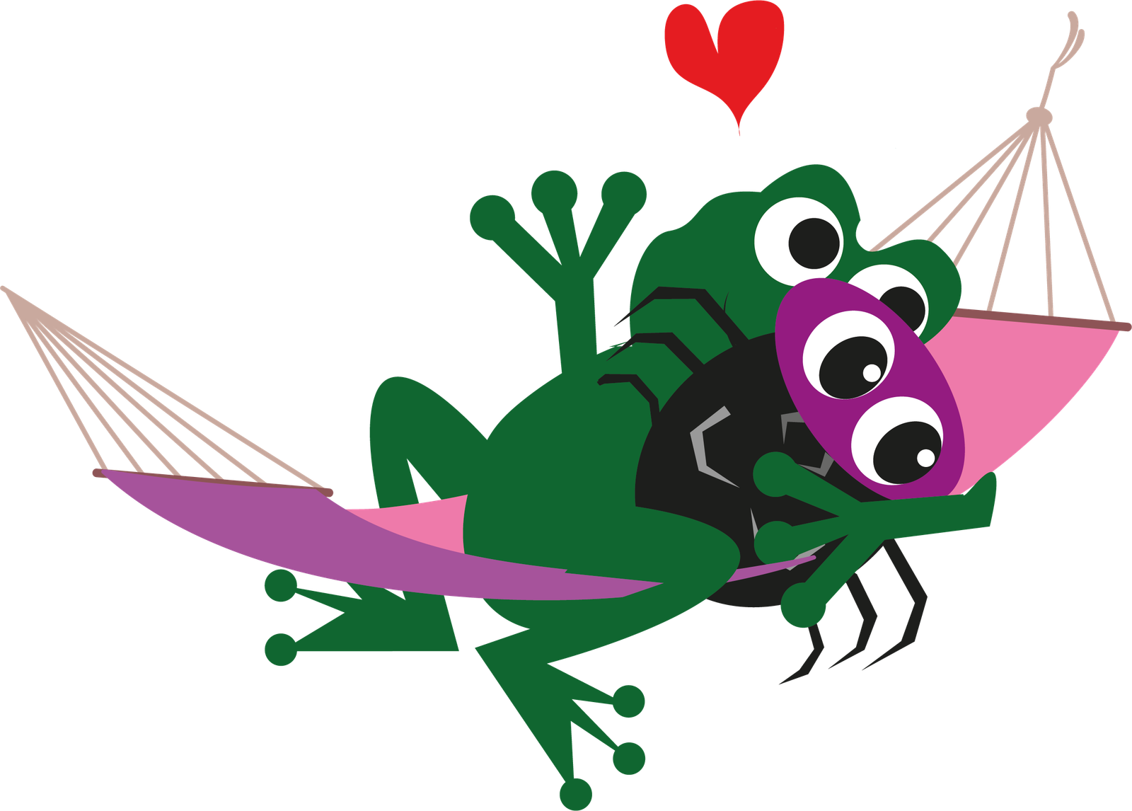 Sapo e Dona Aranha juntinhos na rede