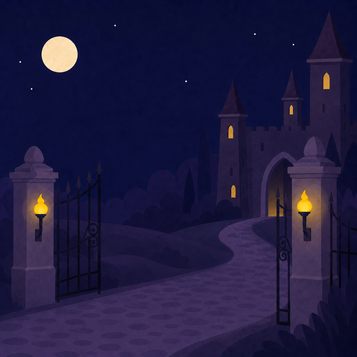 Portão do castelo durante a noite